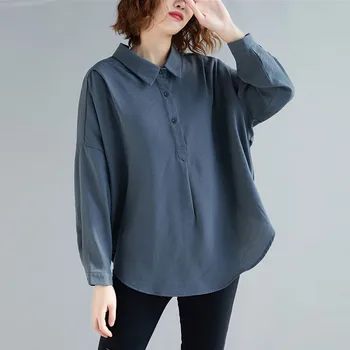 

Oversized Women Casual Blouses Shirts New Arrival 2020 Autumn Korean Style Solid Color All-match Loose Ladies Casual Tops S2205