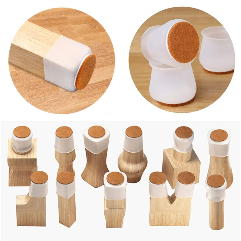 Chair Legs Protectors Table Foot Cover Silicone Chair Caps with Felt EVA Pads for Protecting Floors from Scratches and Noise #30