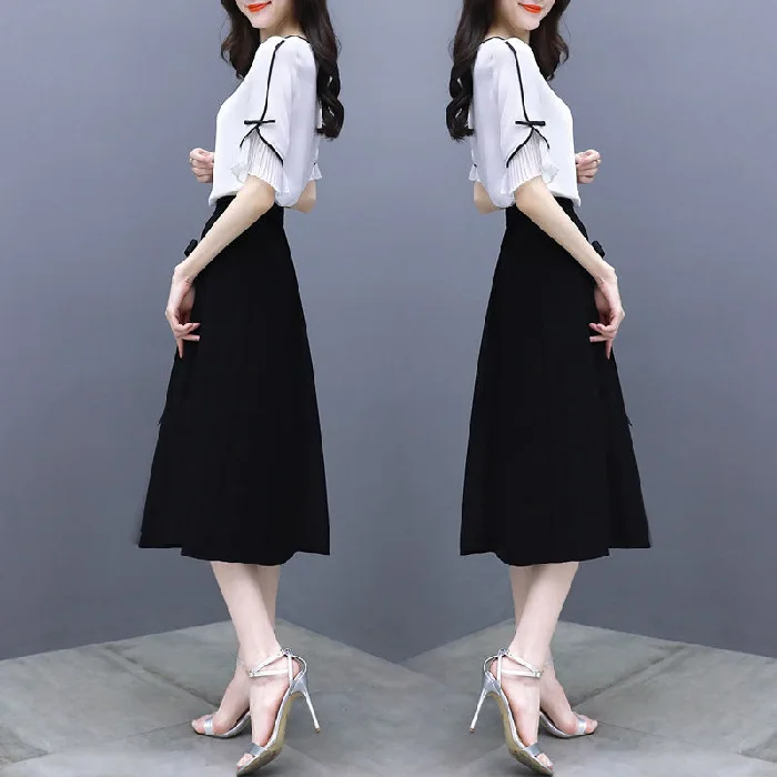 

Goddess-Style Set Dress Female Spring 2019 Summer New Style Elegant Korean-style off-Shoulder CHIC Skirt Two Pieces