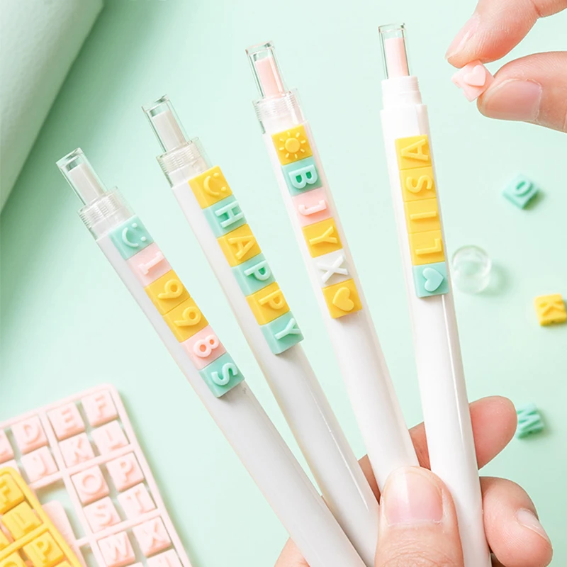 

Kawaii Pinpin ручка с буквами креативный английский номер Сделай Сам Канцтовары гелевая ручка пресс 0,5 черная ручка Милая Канцтовары