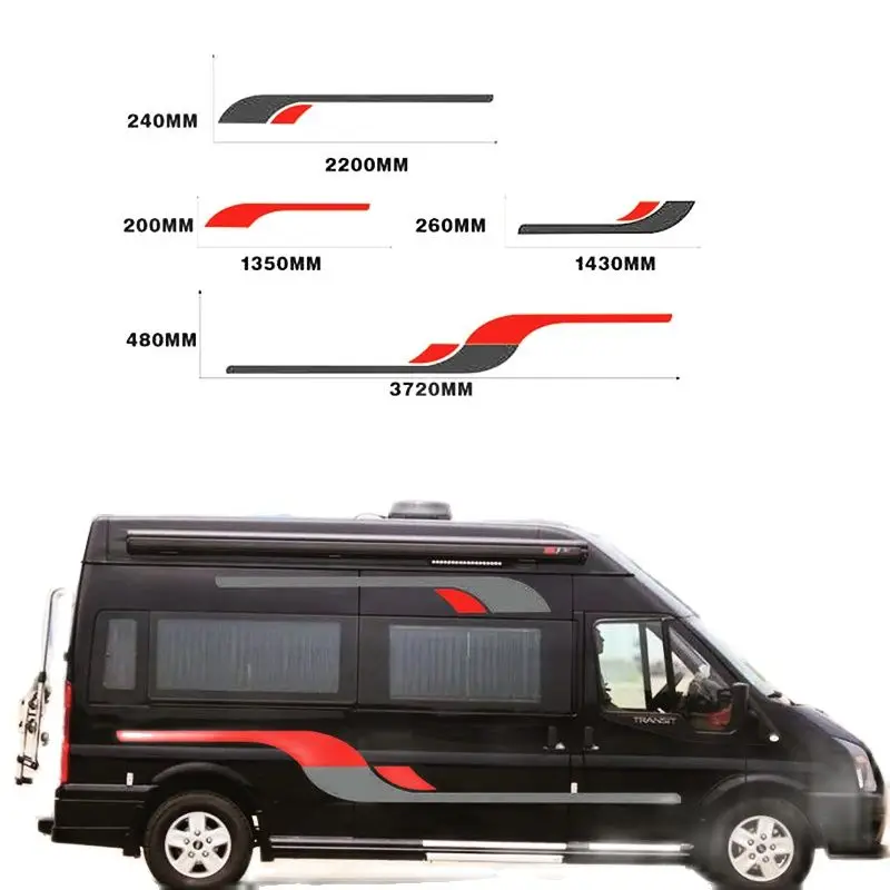 Car Sport Stripes Graphics Vinyl Stickers Auto Body Both Side Decor Decal For Motorhome Caravan Travel Trailer Camper Horsebox duka r1 lcd screen sightseeing telescope rangefinder for golf sport hunting survey travel 800m