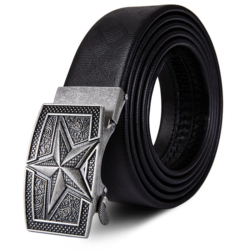 EA-2105 New Fashion Black Belts for Men Waist Belt Automatic Buckle Ratchet Genuine Leather Luxury Designer Gold Belt Strap - Цвет: EA-2105