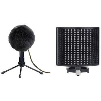 

Metal Mesh Layer Three Layered Wind Sn Handheld Mic Shield Mask 44-48mm & Furry Windsn for Microphone