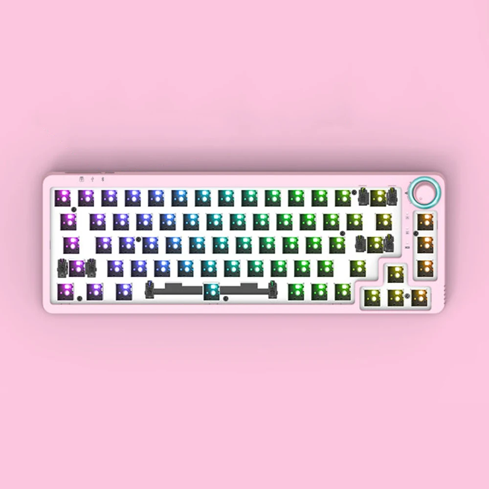 TM680 Knob Programmable Macro Mechanical Keyboard Kit Plastic Case Type-c RGB Hot Swap PCB Aluminum Plate Stailizer DIY Keyboard