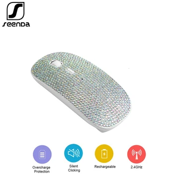 

SeenDa Rechargeable 2.4g Wireless Mouse with USB Receiver Bling Dazzling Mouse for Notebook Laptop MacBook Great Gift for Girl