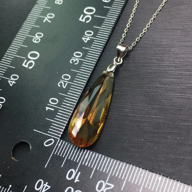 Zultanite Pendant Sterling 925 Silver Pear10*30mm Created Sultanite Necklace Fine Jewelry Women Wedding Party Gift Pendant Necklace Silver Pendant