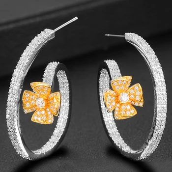 

missvikki Gorgeous Dubai Wide Morocco CZ Wedding Charm Flower Earrings dubai Jewelry For Women parure bijoux femme New Design