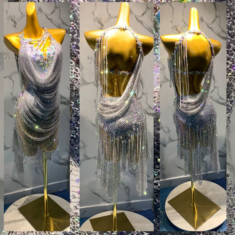 Women Ballroom Salsa Rhythm Latin Rumba Dance Dress US 10 UK 12 New Latin  dance competition dress - AliExpress 200000532