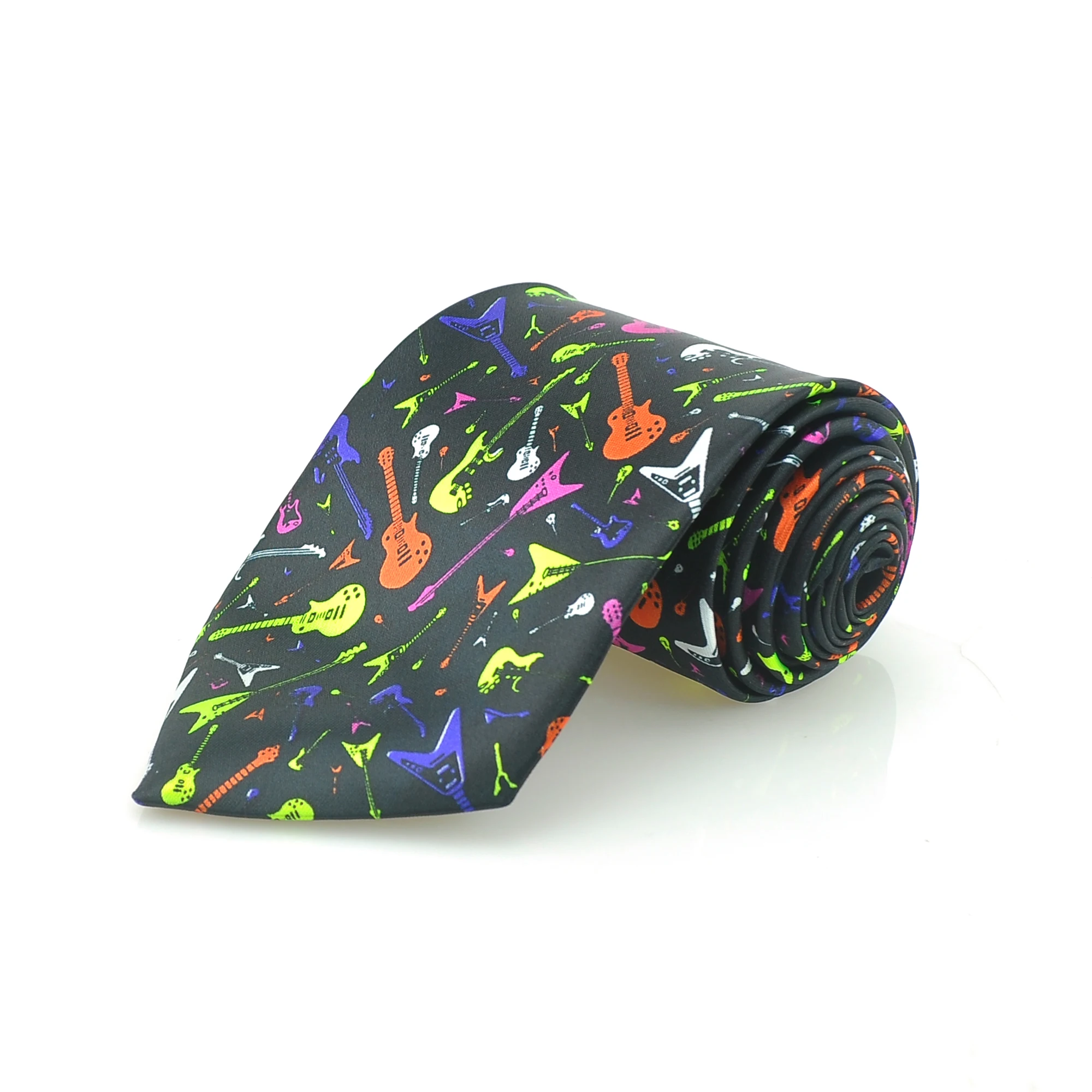 Mens Ties Necktie Formal Dress Gift Wedding Shirts Cravat For Men 9cm wid Guitar Musical Instruments Black Dropshipping | Аксессуары для