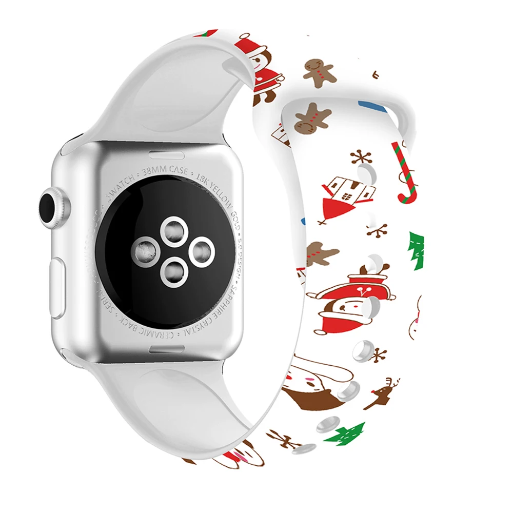 Ремешок для часов Apple watch 44 мм 40 Рождественский подарок из силикона браслет с