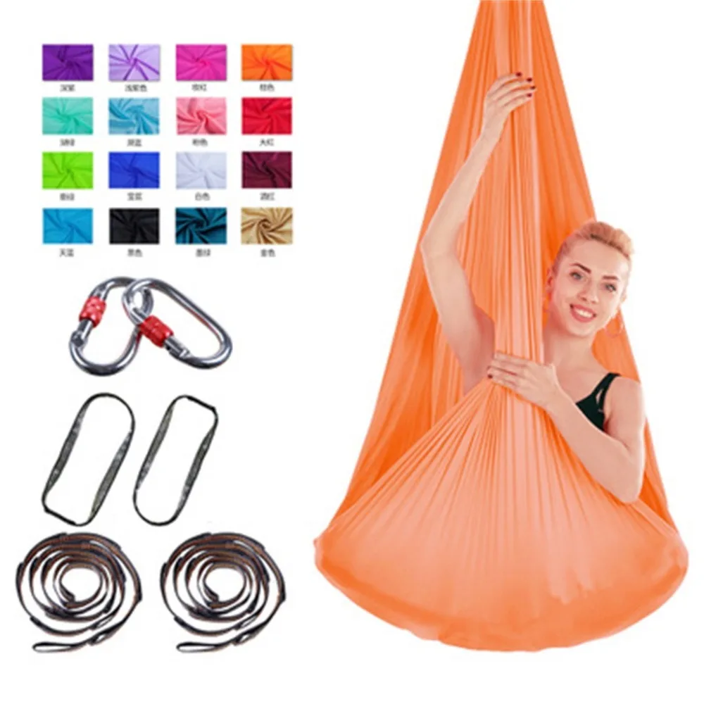 4m wide stretch aerial yoga hammock indoor silk anti-gravity yoga free knotted knot and rope aerial yoga swing set yoga 30S30 (28)