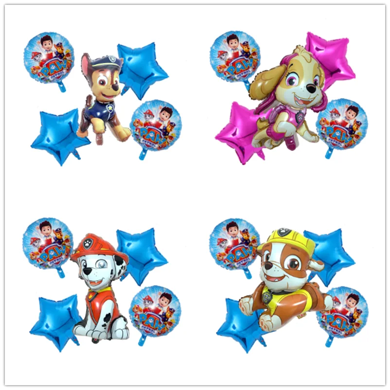 Figuras de acción de la Patrulla Canina, Set de juguetes de cumpleaños de Chase Marshall Sky Rubble, figura de globos de látex, decoración de fiesta, regalo