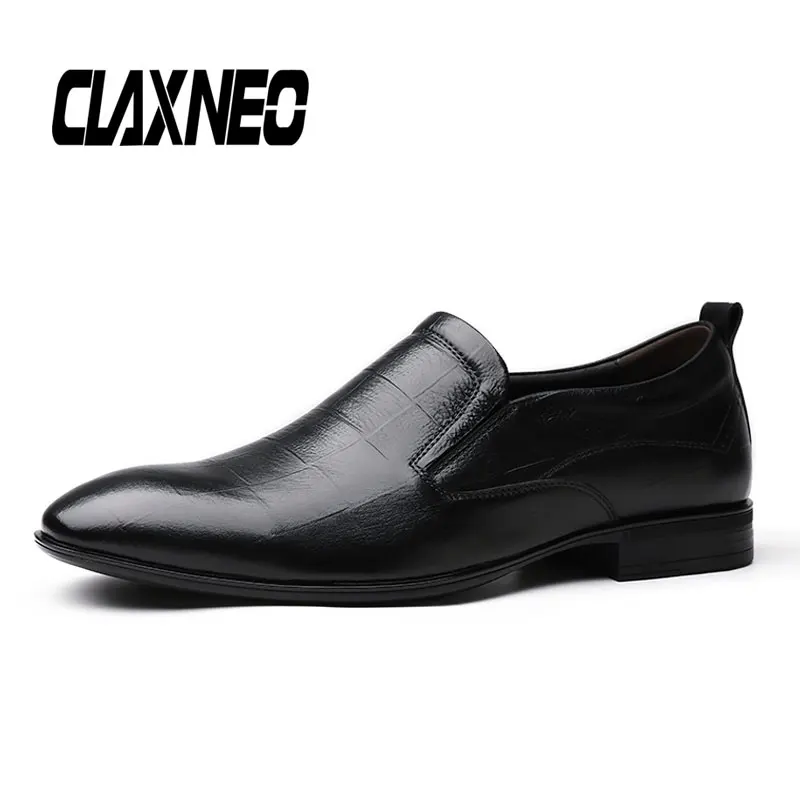 CLAXNEO/Мужские модельные туфли из натуральной кожи; Мужская официальная обувь; оксфорды без шнуровки; черные лоферы; Мужская Свадебная обувь; большие размеры