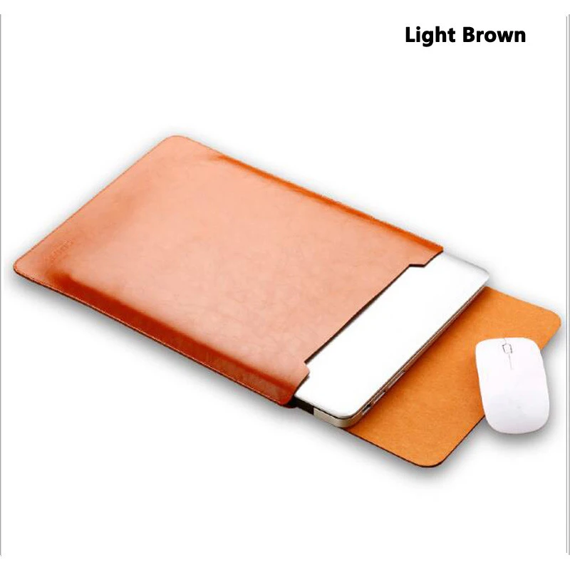 light brown Водонепроницаемый чехол для ноутбука 11,6 12 13,3 15 15,4 дюймов кожаный чехол для ноутбука чехол для macbook air pro 11 12 13 15 чехол SY001 - Цвет: light brown