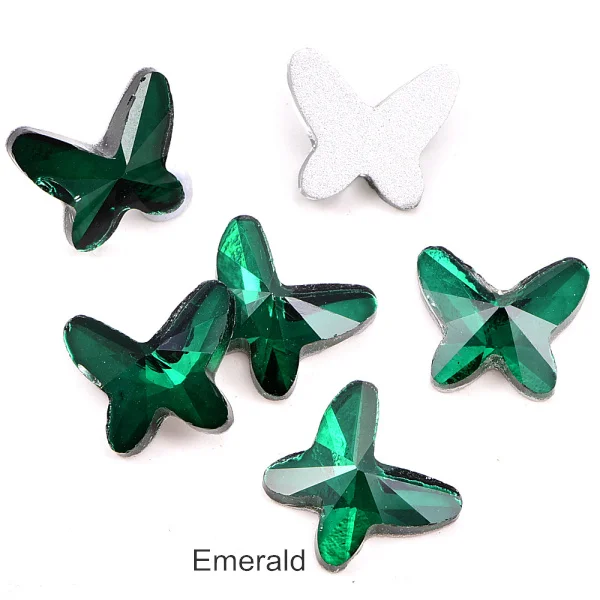 10x12 мм 20 шт Mulitcolors бабочка не горячей фиксации стразы с плоской задней стороной стекло блеск ногтей Клей для страз на дизайн ногтей Y3774 - Цвет: Emerald