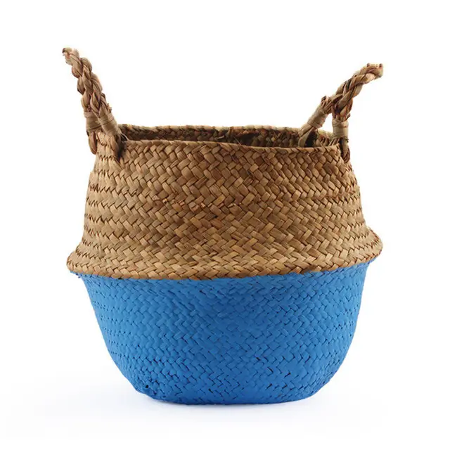 Details about  / Foldable Handmade Bamboo Storage Baskets Laundry Straw Patchwork Wicker Rattan