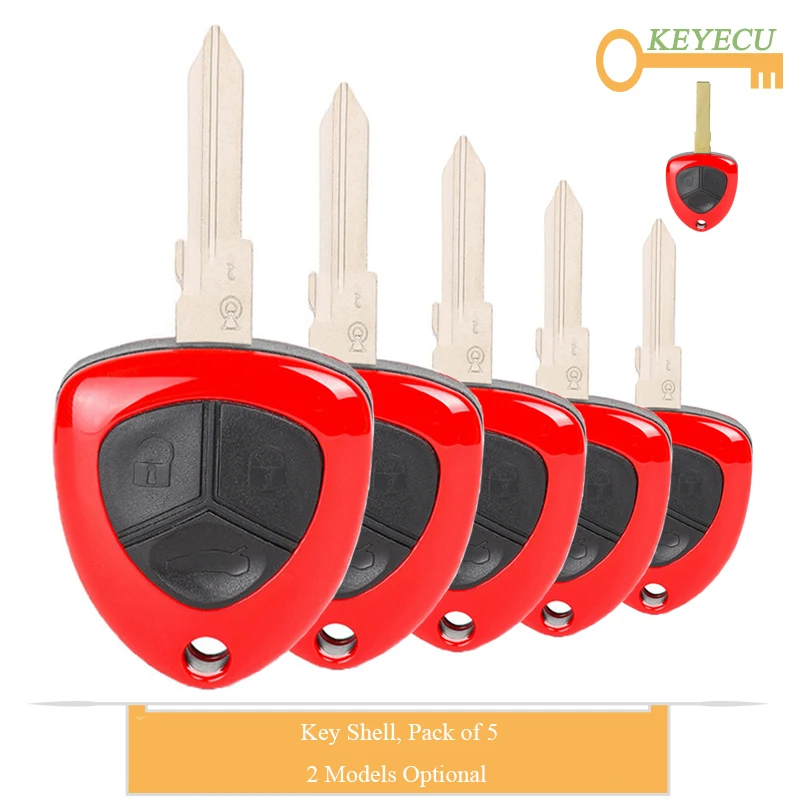 KEYECU 5 Pieces Remote Control Car Key Shell Case for Ferrari 458 GTB
