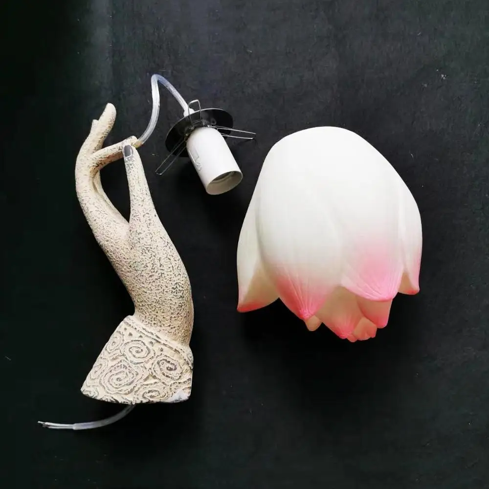 Preise Moderne chinesische lotus wand lampe kreative kunst flur korridor links rechts hände lampe dekoration bh teehaus innenhof wand licht