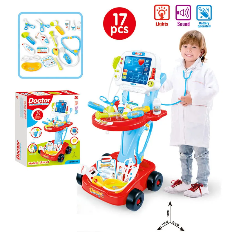 

Children Play House Doctor Set Trolley Toy Model Injection Echometer Parent And Child Interactive Educational Game