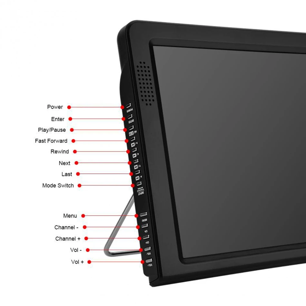 LEADSTAR D12 LED TV 11.6 inch Portable Display digital player DVB-T2 ATSC Portable TV USB TF Card HDMI-Compatible Car charger