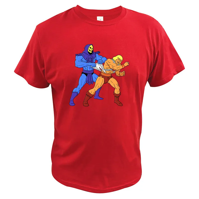 Футболки «Мастера Вселенной» Веселая футболка из хлопка с короткими рукавами с героями фильмов «он-мен скелетор» и «супергерой» - Цвет: Красный