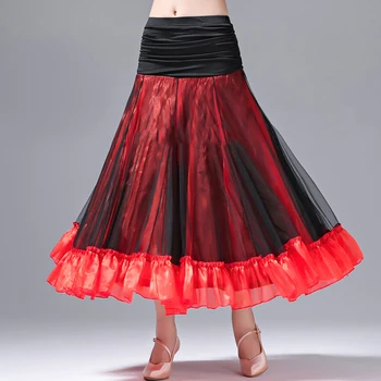 

Ballroom Dance Skirts Women Lady Waltz Tutu Long Skirt Flamenco Dancing Costumes Practice Wear Modern Dance Clothing DL5801