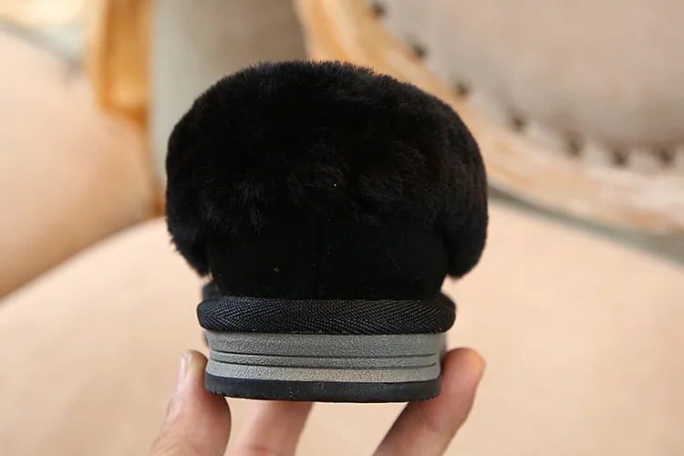 Winter Kids Snow Boots Baby Boys Genuine Leather Shoes Children Fur Boots Girls Black Brand Boots Fashion Warm Boots Soft New
