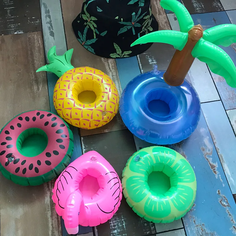 

New cartoon inflatable mini cup cushion coconut tree pineapple water inflatable toy photo of the water float cup