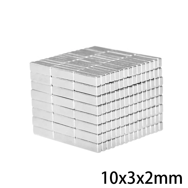 50~ 2000 шт 10x3x2 мм сильные неодимовые магниты толщина 2 мм постоянный магнитный блок 10x3x2 мм мощные магнитные магниты 10*3*2 мм