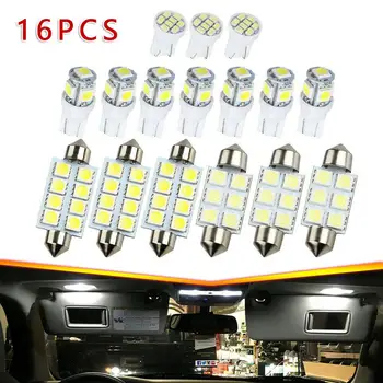 

16pcs 12V T10 Car 5SMD 12SMD 8SMD LED Taillight 6500K Bright Xenon White Lamp Bulb Interior Light Kit Car LED Lights