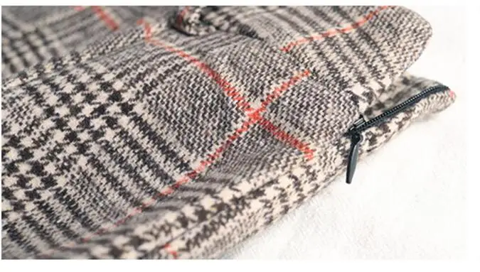 Женская осенне-зимняя винтажная клетчатая Женская юбка-карандаш с высокой талией повседневная юбка шерстяная большого размера Женская юбка юбки S418