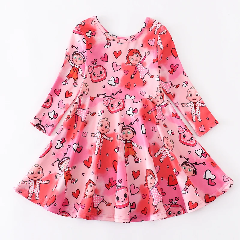 newborn baby girl skirt Girlymax Baby Girls Kids Clothing Milk Silk Love Heart Shape Twirl Dress Knee Length Long Sleeve baby girl doll skirt