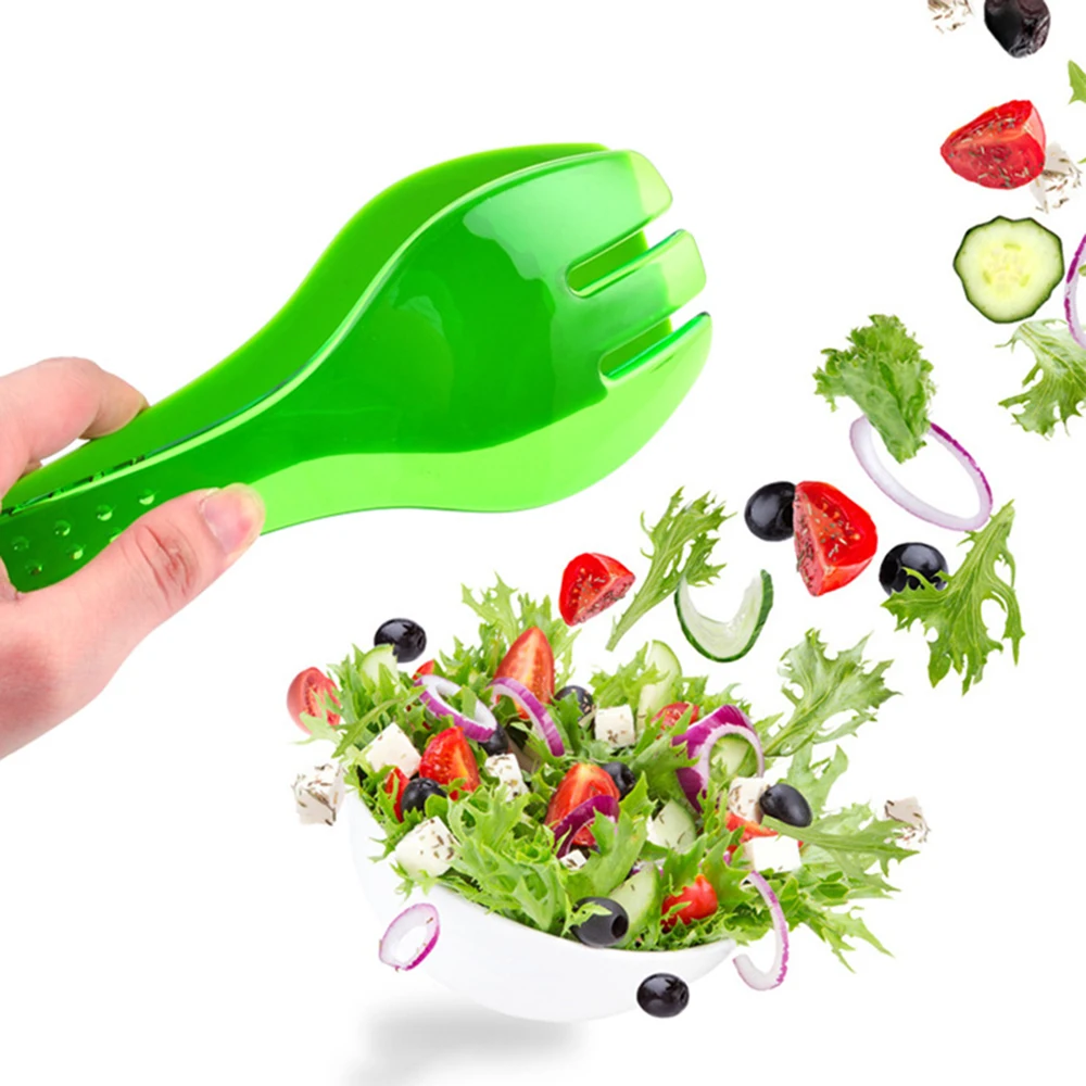 29*7.7cm Green Plastic Detachable Multi-function Food Clip Non-stick Barbecue Salad Bread Kitchen Tool Tableware Accessories