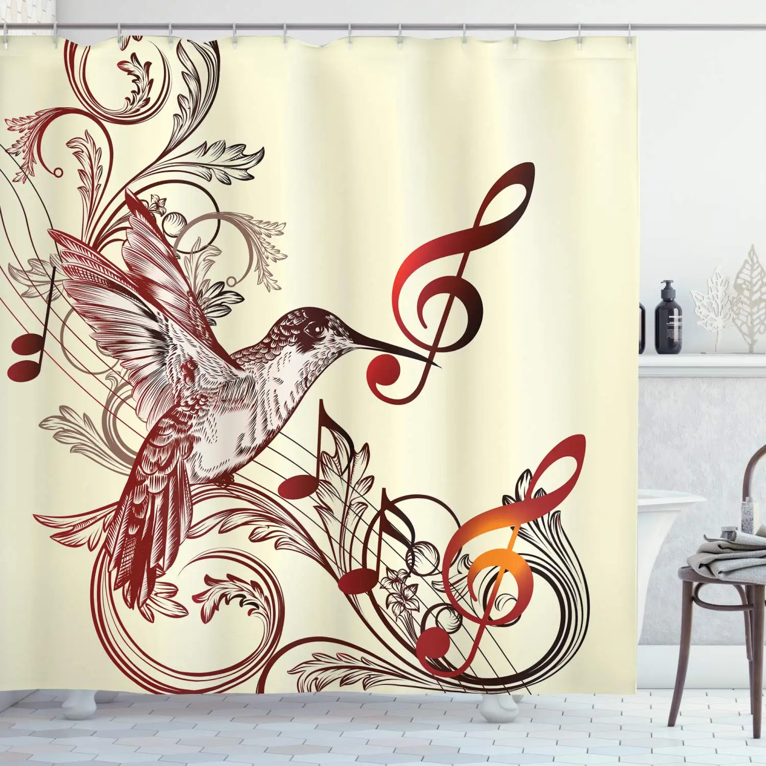 Shower Curtain Hooks /" Bathroom 12 PCS Anti-Rust Decorative Hummingbird Home