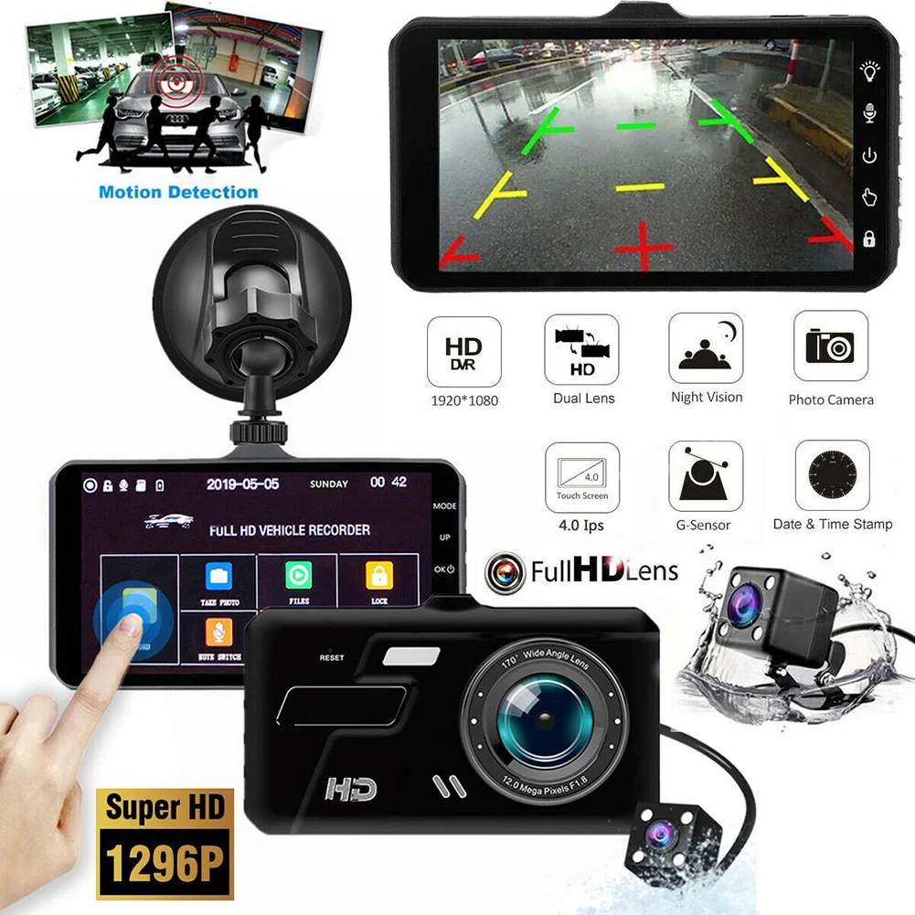 

Car Dash Camera 1080P with Night Vision 4" Full HD Touch Screen Front&Rear Camera 170-degree Wide Angle Car Accessories