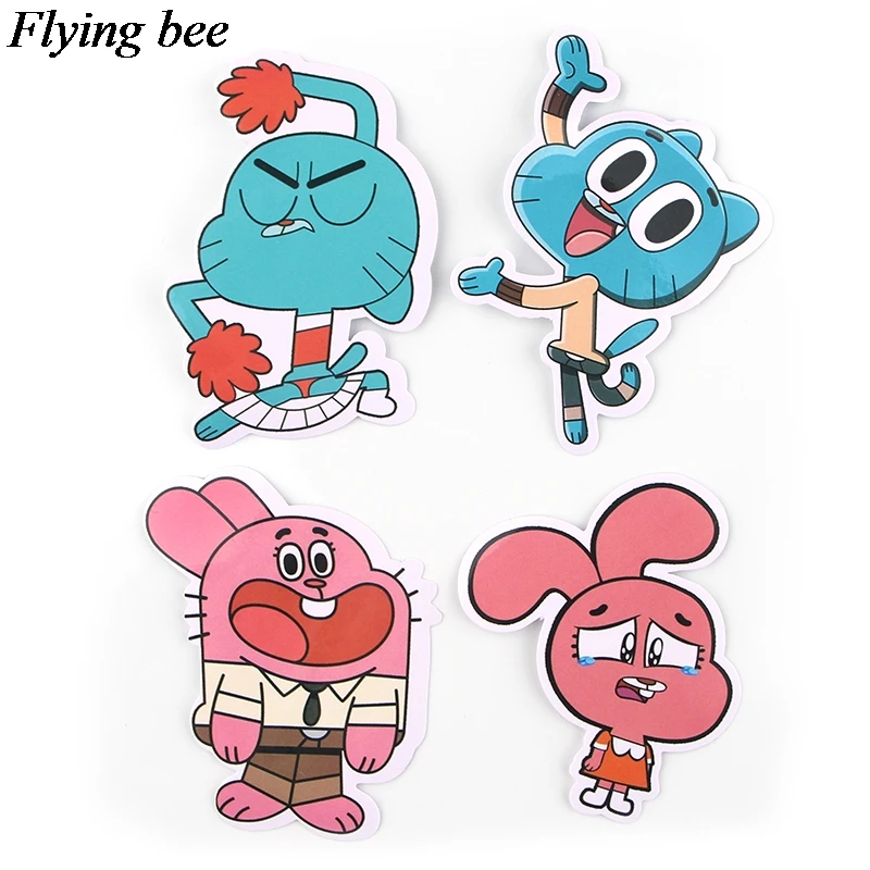 20sets/lot(39pcs/set) Flyingbee The Amazing World of Gumball Funny Sticker PVC Scrapbooking for Luggage Laptop Decal X0722
