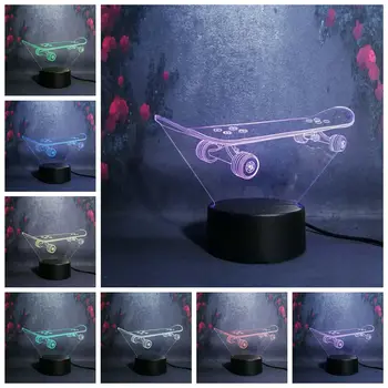 

Cool skateboarding sport Creative Night Light 3D RGB Bedside charge Save-energy lamp Boy Teen favorite Gift show Lava lighting
