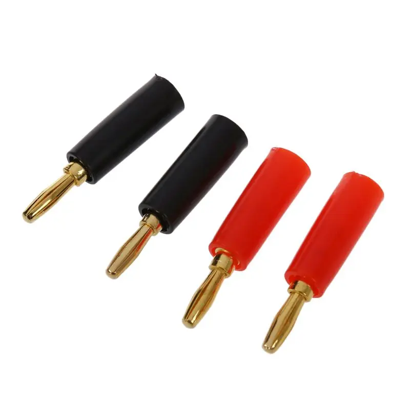 

4 Pcs Screw Type Audio Speaker Connector Banana Plug Red & Black