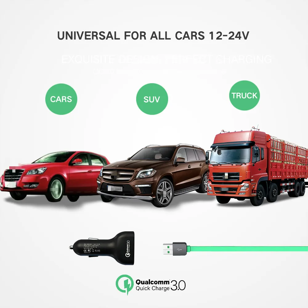 QC Quick Charge 3,0 двойной автомобильный адаптер зарядного устройства Автомобильное зарядное устройство для мобильного телефона для Xiaomi samsung iPhone X 8 7 4 5 6 быстрое зарядное устройство для телефона