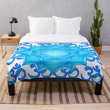 

Blue Glass Lotus Flower Drawing With Om Pa Throw Blanket Soft Sherpa Blanket Bed Sheet Single Knee Blanket Office Nap Blanket