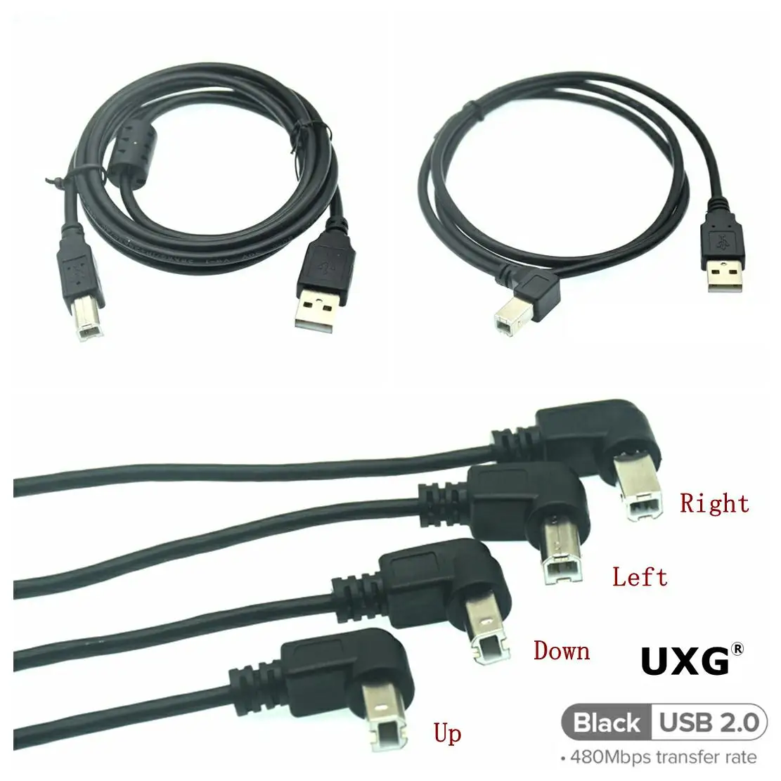 Usb 2.0 a Macho para Usb b Macho tipo b bm up & Down Ângulo Direito e Esquerdo Scanner Impressora Cabo Angular 90 Graus 50cm 150cm