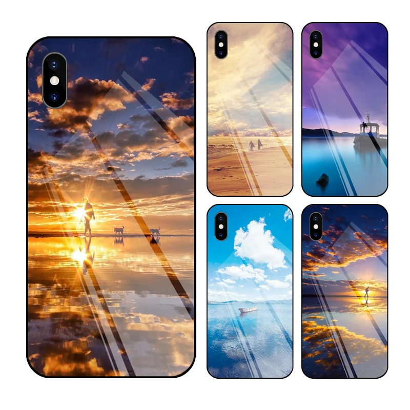 Glass Case on the For iPhone 11 Pro X XR XS Max 5 5S SE Tempered Glass Phone Cases iPhone 8 7 6 6S Plus Back Cover Case Coque