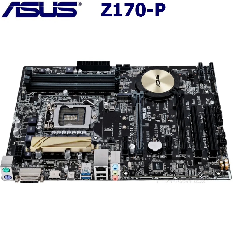 LGA 1151 DDR4 ASUS Z170-P рабочего Материнская плата Intel Z170 DDR4 64 Гб PCI-E 3,0 USB3.1 M.2 DDR4 Asus Z170-P плата Б/у