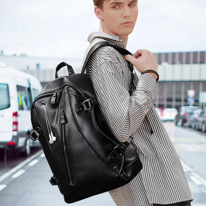 Мужской кожаный рюкзак LIELANG водонепроницаемый для ноутбука 15 6 дюйма с USB портом
