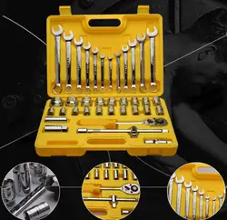 Jeu de clés à cliquet à douille, outil de réparation de voiture, clé à douille à cliquet, Kit de travail des métaux, outils pour la maison, 37 pièces 