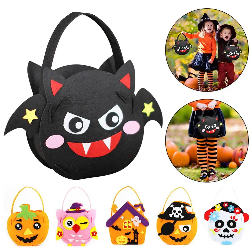 

Halloween Candy Bag Handmade DIY Non-woven Portable Sugar Bag Creative Holiday Material Package for Kindergarten Children delive