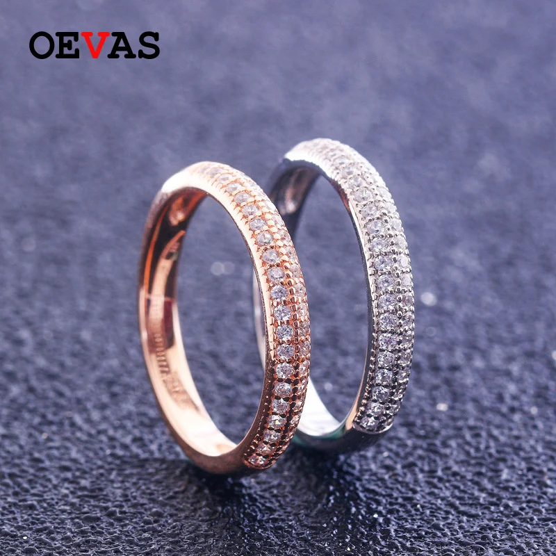 

Real S925 Silver 2 Rows Cubic Zirconia CZ Engagement Rings for women Rose gold color 925 Sterling Silver ring size 5-10 Jewelry