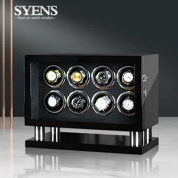 Automatic watch winder Luxury mechanical watch winding box for 8 wathces storage display with LED light LCD touch AC/USB power luxury automatic watch winding box single holder silent motor storage box winder case for mechanical self wind clocks with plug