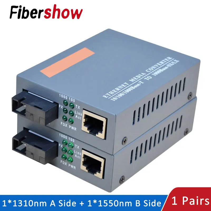 Optical-Media-Converter Power-Supply Gigabit-Fiber External HTB-GS-03 1000mbps Sc-Port
