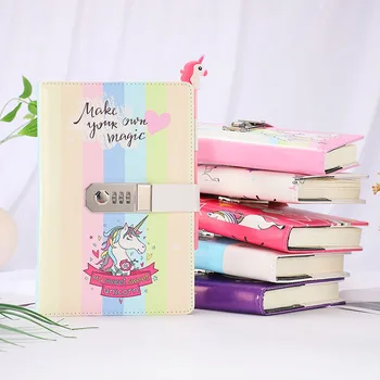 

Password book with lock diary book student notebook stationery multi-function thickened notepad unicorn cute hand book